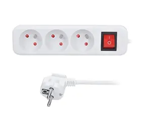 Solight Verlängerungskabel 3 Steckdosen + Schalter 5m weiß / 3 x 1,5mm2