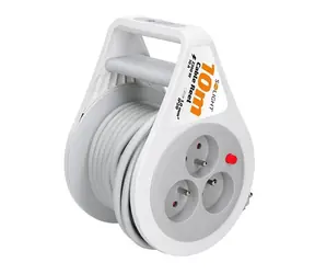 Solight Verlängerungskabel auf Trommel 3 Steckdosen 10m / graues Kabel / 3x 1,0mm2