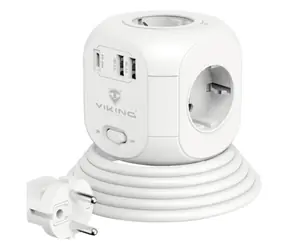 Viking AC Cube PD Verlängerungskabel weiß / 4X A16 + 2x USB-A + 1x USB-C