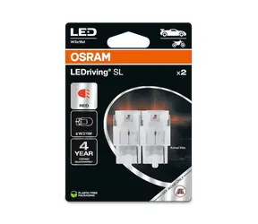 OSRAM LEDriving SL W21W 12V rot / 80lm / 2500K / 2500h / noDIM / A+ / mattiertes Glas / 2 Stück