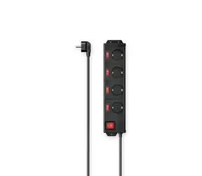 HAMA XL Verlängerungskabel mit Überspannungsschutz, schwarz / 4 Schuko-Steckdosen / 5 Schalter / 1,4 m