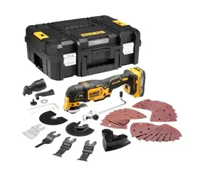 DeWalt DCS356E1T / Akku-Multischleifer mit bürstenlosem Motor und Zubehör / 18 V / 20.000 Schwingungen/min / 1 x 1,7 Ah (ohne Ladegerät)
