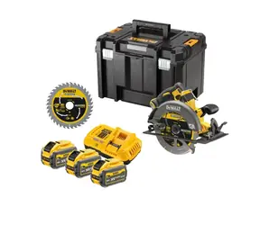 DeWalt DCS578NTA / Akku-Kreissäge / 54 V / Sägeblatt 190 mm / 3 x 5,0 Ah Akkus + Ladegerät + Koffer