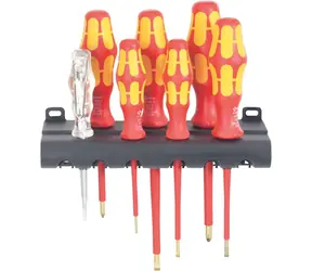 Wera 160 i 7 / Kraftform PLUS Schraubendreher-Set 100er-Serie + Spannungsprüfer + Ständer