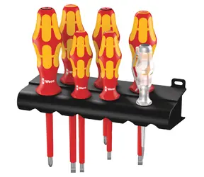 Wera 160 i|165 i|7 / Kraftform PLUS Schraubendreher-Set Serie 100 + Spannungsprüfer + Ständer