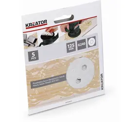 KREATOR KRT230559 / Schleifpapier für Farbe / Körnung 240 / Durchmesser 125 mm / 5 Stk