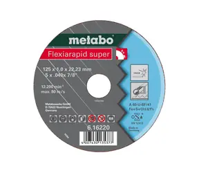 Metabo Flexirapid Super / Trennscheibe für Edelstahl / Durchmesser 180 x 22,23 mm / Schnittbreite 1,6 mm / 46 U