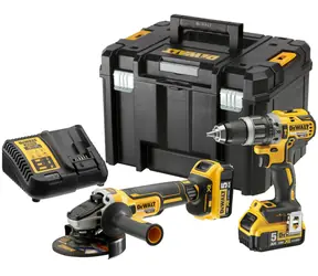 DeWalt DCK2080P2T / Akku-Werkzeugset / Schlagbohrmaschine & Winkelschleifer / 18 V / 2x 18V 5Ah / Ladegerät & Koffer