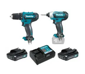 Makita CLX224X / Akku-Werkzeugset: Schraubendreher DF333 + Schlagschrauber TD110 + DC10WD + 2x Akku 12|1,5Ah