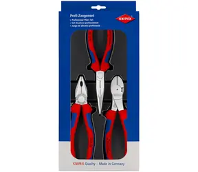 Knipex 002011V01 Zangen-Set / Kombi- & Seitenspalt- & Halbrundzange mit Klinge
