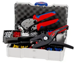 Knipex 979014 Crimp-Sortiment für Buchsen + Zange zum Crimpen von Kabelenden