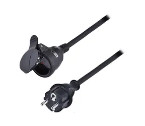 Solight Verlängerungskabel - Stecker 1 Buchse 5m schwarz / Gummi / 3 x 1,5mm2