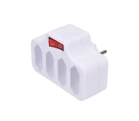 Solight Anschlussdose 4 Steckdosen + Schalter weiß / 4 x 2,5A