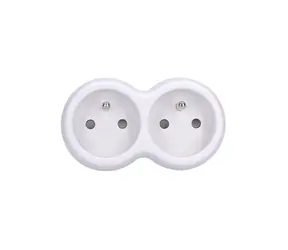 Solight Anschlussdose 2 Steckdosen weiß-grau / 2x 10A