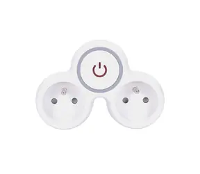 Solight Anschlussdose 2 Steckdosen + Schalter weiß-grau / 2x 10A