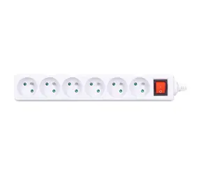 Solight Mehrfachsteckdose 6 Steckdosen + Schalter weiß / 230V-16A