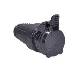 Solight Steckdose Gummi - feucht - gerade - IP44 schwarz