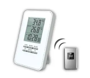 Solight TE44 kabelloses Thermometer & Zeit & Alarm weiß