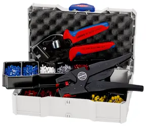 Knipex 97 90 16 Crimpzange + Crimpsortiment für Steckdosen