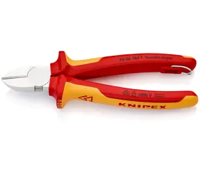 Knipex 70 06 180 T Seitenschneider VDE mit Aufsatzöse 180mm / weich: 4mm / halbhart: 3mm / hart: 2,5mm