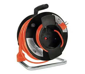 Solight Verlängerungskabel auf Trommel 1 Steckdose 50m / oranges Kabel / 3x 1,5mm2