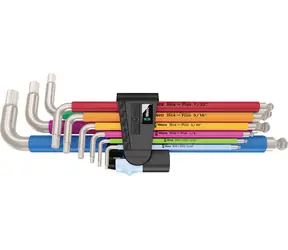 Wera 3950|9 Winkelschlüsselsatz Hex- PLUS Multicolour Imperial Stainless 1 / Zoll / Edelstahl / 9-teilig