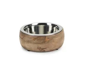 Designed by Lotte MANDIRA Holznapf 16,5 cm / Edelstahl für Hunde 