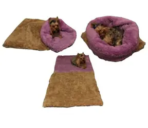 Marysa DE LUXE Bett 3 in 1 für Hunde dunkelbeige-lila - Größe XL