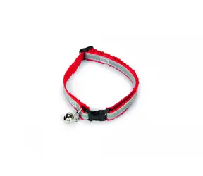 Beeztees Halsband für Katzen reflektierend grau-rot 19,5-32,5 cm x 1 cm