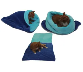 Marysa 3in1 Katzenbett blau-türkis - Größe XL