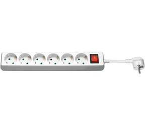 MicroConnect Verlängerungskabel 6 Steckdosen 1,8m weiß / mit Schalter / Schuko