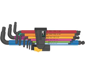 Wera 950/9 Hex- PLUS Multicolour Imperial 2 Steckschlüsselsatz / Zoll / BlackLaser / 9-tlg
