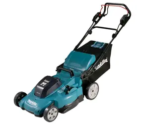 Makita DLM539PT2 / Akku-Rasenmäher / 2x 18V / 3.000 U/min / bis zu 800 m2 / Sichtfeld 53 cm / Korb 70 l / 2x 5,0 Ah