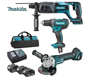Makita DLX3078TX1 / Akku-Werkzeugset: DGA504 & DHR241 & DDF482 & Tasche / 18V / 3x 5,0Ah