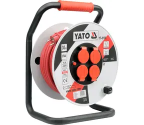 YATO YT-8106 / Trommelverlängerung 30 m / Kunststoff / max. Stromverbrauch 16 A / Anzahl Steckdosen 4 / Steckdose E|F / IP44