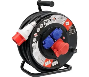 YATO YT-8120 / Dreiphasen-Verlängerungskabel auf einer Trommel 25 m / Max. 16 A / Anzahl der Steckdosen 3 / IP44