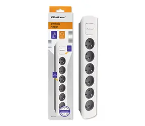 Qoltec 50277 Verlängerungskabel 5 Steckdosen 1,8 m grau / Schalter
