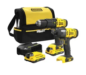 Stanley V20 SFMCK465D2S / Akku-Werkzeugset / Bohrmaschine SFMCD711 / Schlagschrauber SFMCF800 / 2x18V / 2x 2,0Ah