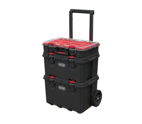 Keter Stack'N'Roll Mobile System schwarz / 3er-Set Koffer auf Rollen / 42,5 x 69,4 x 41,1 cm 