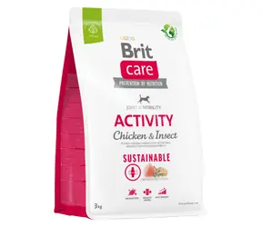 Brit Care Dog Sustainable Activity Chicken & Insect 3 kg / Alleinfuttermittel für Hunde / Beansprucht den Bewegungsapparat