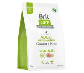 Brit Care Dog Sustainable Adult Medium Breed Chicken & Insect 3 kg / Alleinfuttermittel für Hunde / mittelgroße Rassen (10-25 kg)