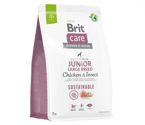 Brit Care Dog Sustainable Junior Large Breed Chicken & Insect 3 kg / Alleinfuttermittel für Hunde / 3 Monate - 2 Jahre