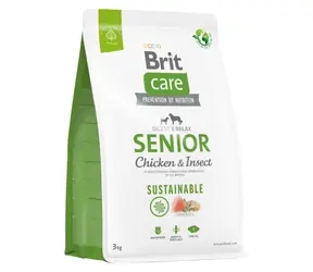 Brit Care Dog Sustainable Senior Chicken & Insect 3 kg / Alleinfuttermittel für Hunde / NAD 7 Jahren