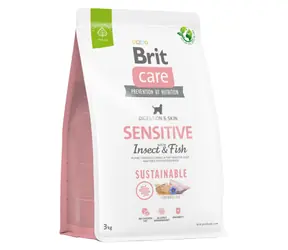 Brit Care Dog Sustainable Sensitive Insect & Fish 3 kg / Komplettes Hundefutter / für empfindliche Hunde und Hunde mit Unverträglichkeiten