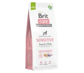 Brit Care Dog Sustainable Sensitive Insect & Fish 12 kg / Komplettes Hundefutter / für empfindliche Hunde und Hunde mit Unverträglichkeiten