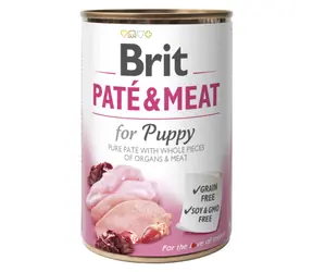 Brit Pâté & Meat Puppy 400 g / Dose für Hunde / 70 % Huhn und Pute / Reine Fleischpastete mit Innereien- und Fleischstücken