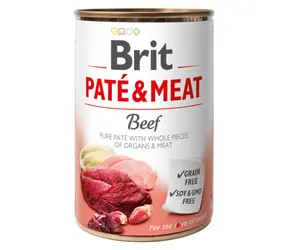 Brit Pâté & Meat Beef 400 g / Dose für Hunde / 70 % Rind und Pute / Reine Fleischpastete mit Innereien- und Fleischstücken