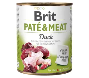 Brit Pâté & Meat Duck 800 g / Dose für Hunde / 70 % Ente und Huhn / Reine Fleischpastete mit Eingeweidestücken und Fleisch