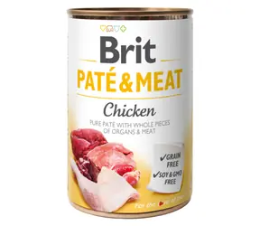 Brit Pâté & Meat Chicken 400 g / Dose für Hunde / 70 % Huhn und Rind / Reine Fleischpastete mit Innereien- und Fleischstücken