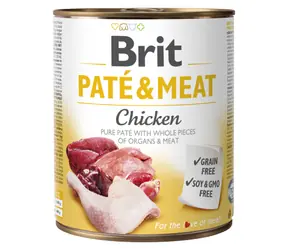 Brit Pâté & Meat Chicken 800 g / Dose für Hunde / 70 % Huhn und Rind / Reine Fleischpastete mit Innereien- und Fleischstücken